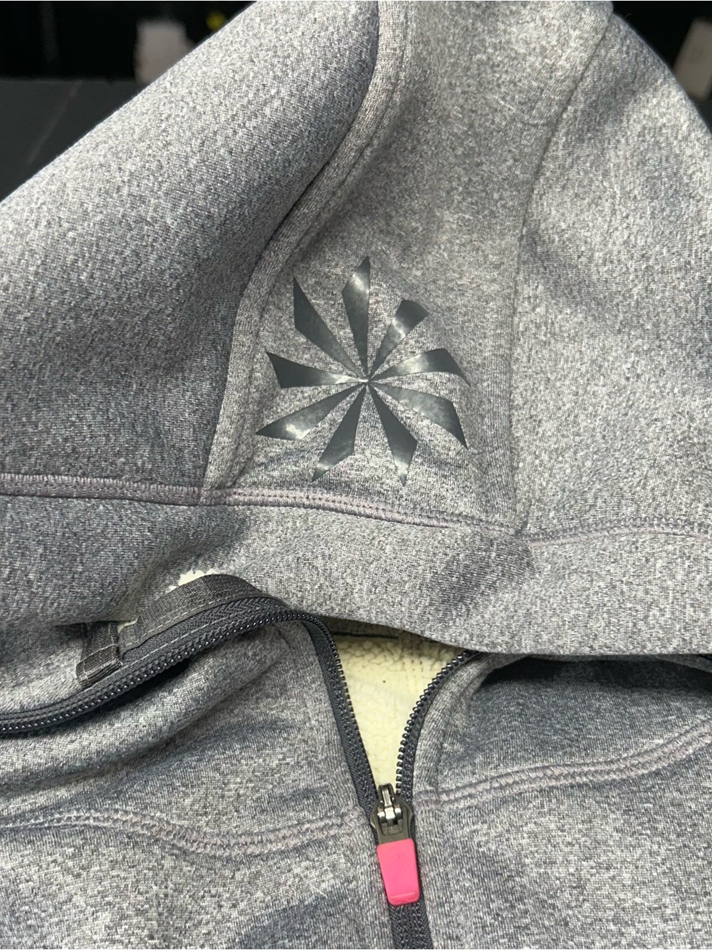 Athleta Heather Gray Hooded Zip Jacket with Pink Drawcords - Picture 6 of 8